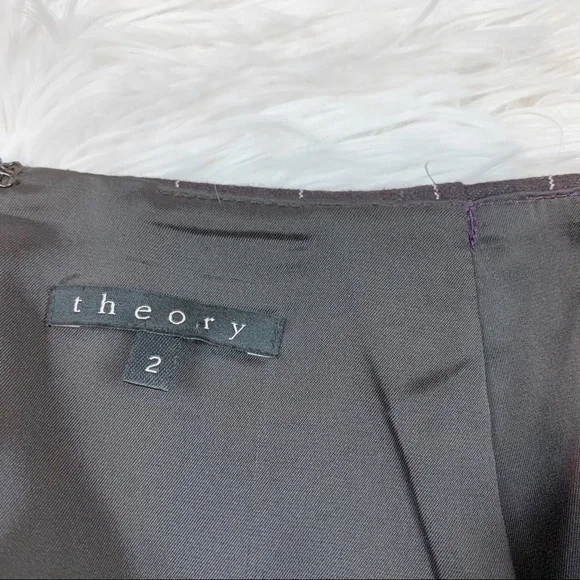 Theory Striped wool blend knee length pencil skirt in brown workwear - Picture 10 of 12